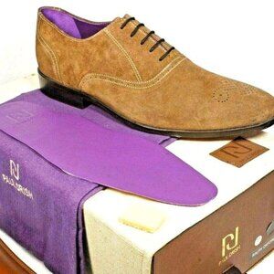 NEW Paul Drish Brown Suede Dress Shoes Mens 11 Leather Medallion-toe Oxfords 44